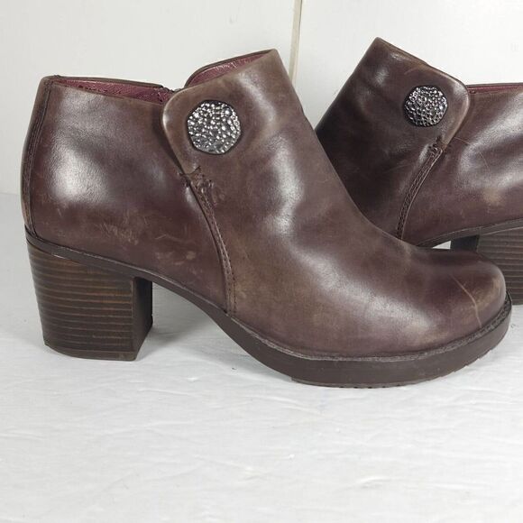 DANSKO Women's Amelia US 7-7,5 EU 38 Brown Leather Zip Block Heel Ankle Boots - Picture 8 of 14